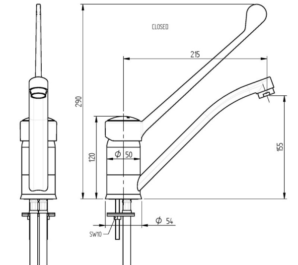 Monolith Commercial Sink Tap With Plastic Clinical Lever