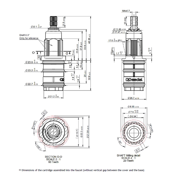 Sedal Mini Thermostatic Shower Cartridge  - 24mm Diameter